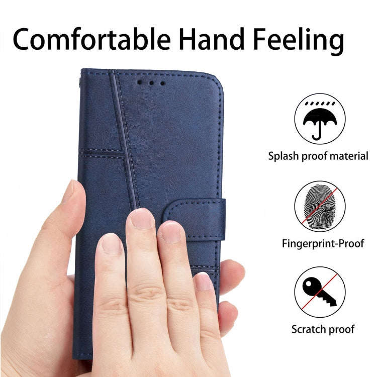 For Infinix Hot 30i Stitching Calf Texture Buckle Leather Phone Case(Blue)