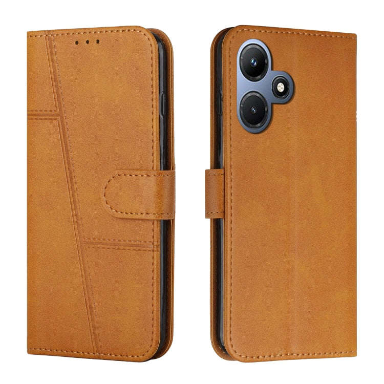 For Infinix Hot 30i Stitching Calf Texture Buckle Leather Phone Case(Yellow)