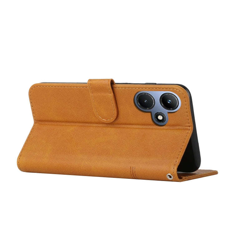 For Infinix Hot 30i Stitching Calf Texture Buckle Leather Phone Case(Yellow)