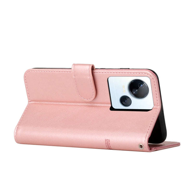 For Tecno Spark 10 5G Stitching Calf Texture Buckle Leather Phone Case(Rose Gold)