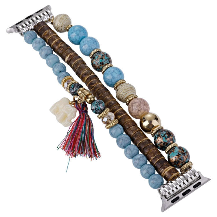 Beads Elephant Pendant Watch Band For Apple Watch Ultra 2 49mm(Blue)