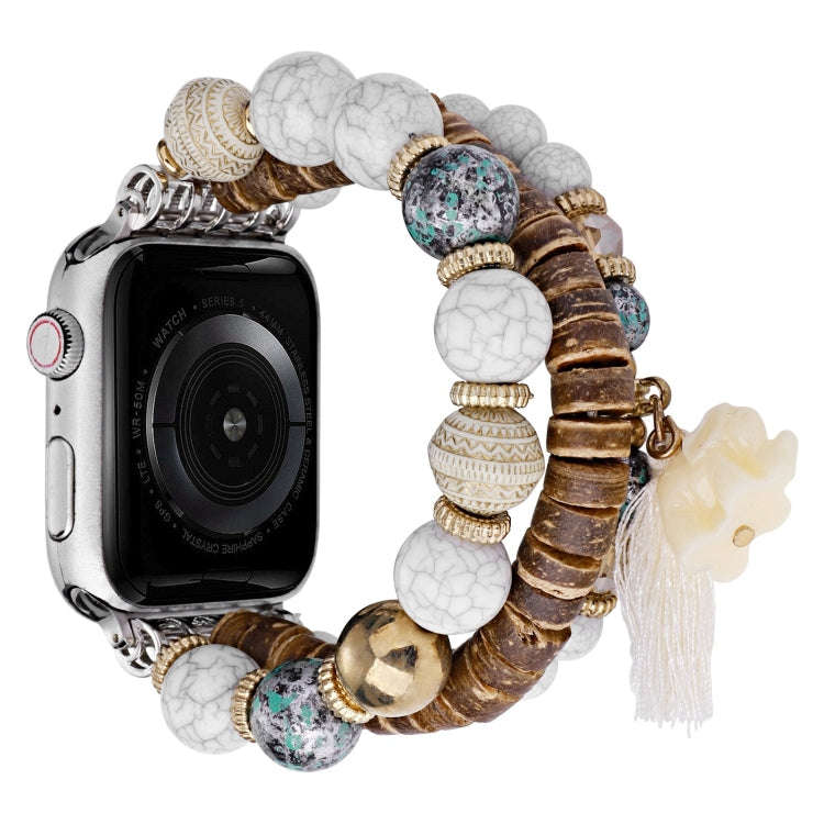 Beads Elephant Pendant Watch Band For Apple Watch Ultra 2 49mm(White)