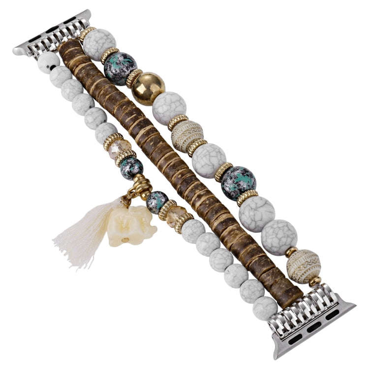 Beads Elephant Pendant Watch Band For Apple Watch Ultra 2 49mm(White)