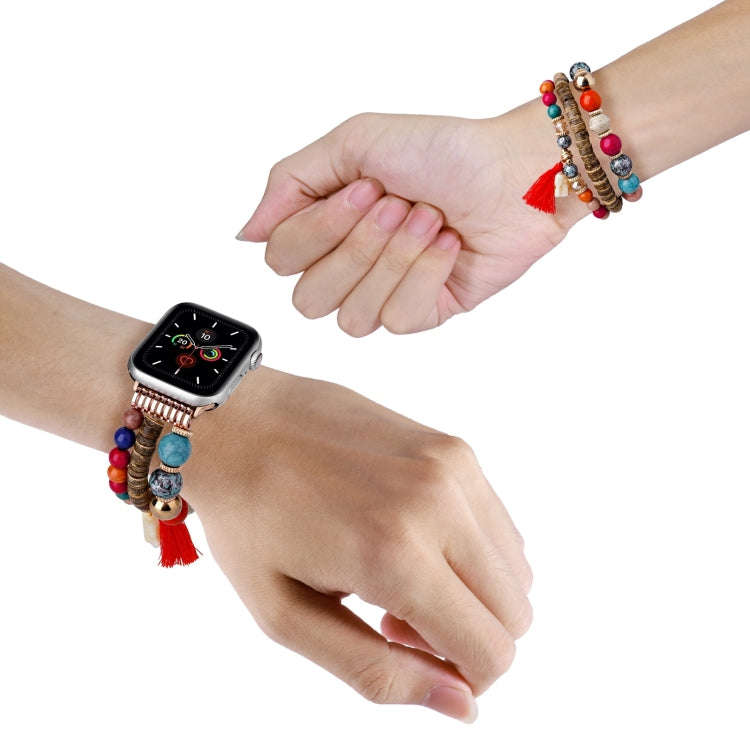 Beads Elephant Pendant Watch Band For Apple Watch 9 41mm(Colorful)