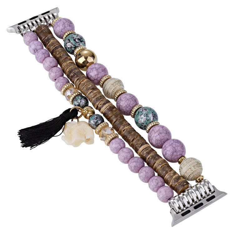 Beads Elephant Pendant Watch Band For Apple Watch 9 41mm(Purple)