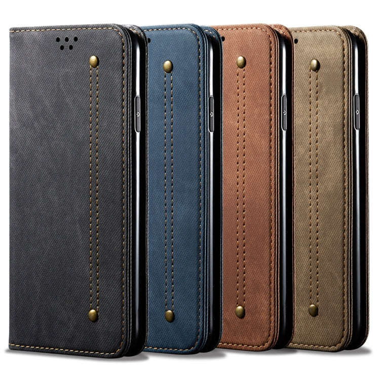 For Huawei Nova 11 Pro Denim Texture Casual Style Horizontal Flip Leather Case(Khaki)