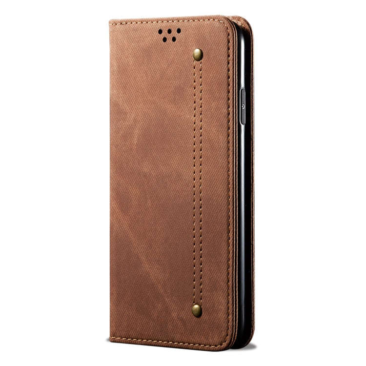 For Huawei Nova 11 Denim Texture Casual Style Horizontal Flip Leather Case(Brown)