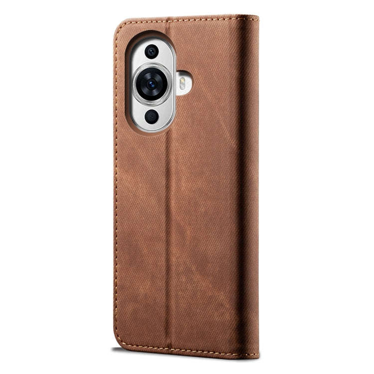 For Huawei Nova 11 Denim Texture Casual Style Horizontal Flip Leather Case(Brown)