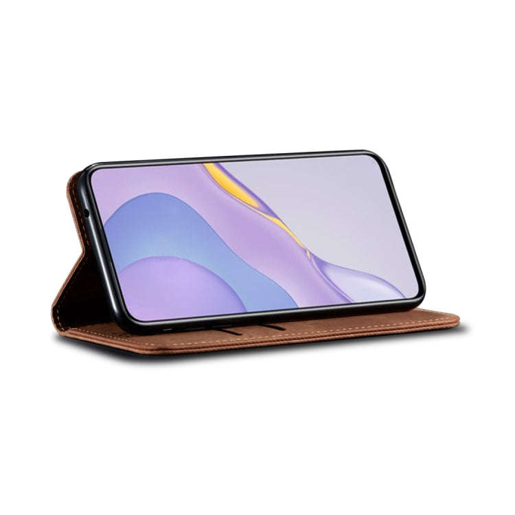 For Huawei Nova 11 Denim Texture Casual Style Horizontal Flip Leather Case(Brown)