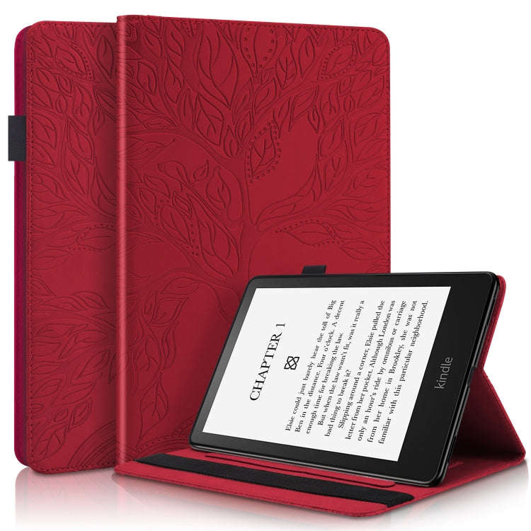 For Amazon Kindle 6 2022 Life Tree Series Horizontal Flip Leather Tablet Case(Red)
