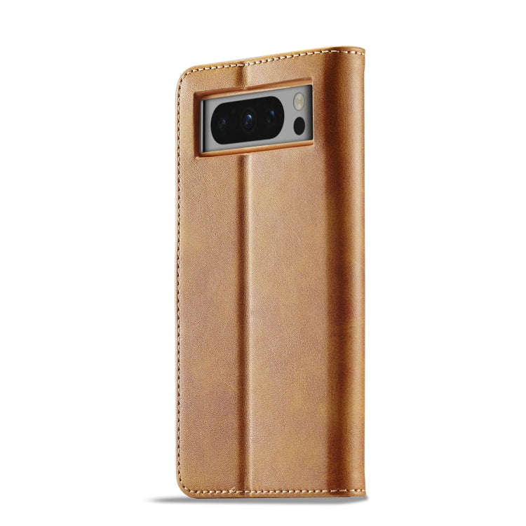 For Google Pixel 8 Pro LC.IMEEKE Calf Texture Horizontal Flip Leather Case(Yellow)