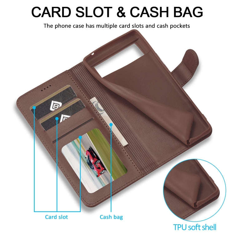 For Google Pixel 8 Pro LC.IMEEKE Calf Texture Horizontal Flip Leather Case(Brown)
