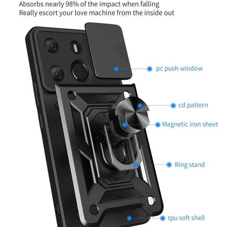 For Tecno Pop 7 Pro / Spark Go 2023 Sliding Camera Cover Design TPU+PC Protective Case(Dark Green)