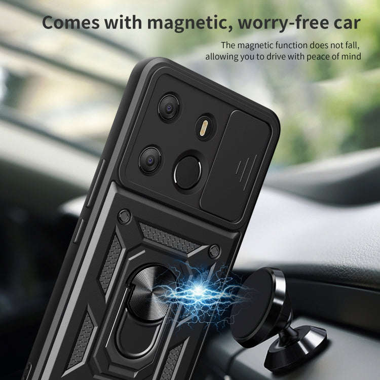 For Tecno Pop 7 Pro / Spark Go 2023 Sliding Camera Cover Design TPU+PC Protective Case(Dark Green)