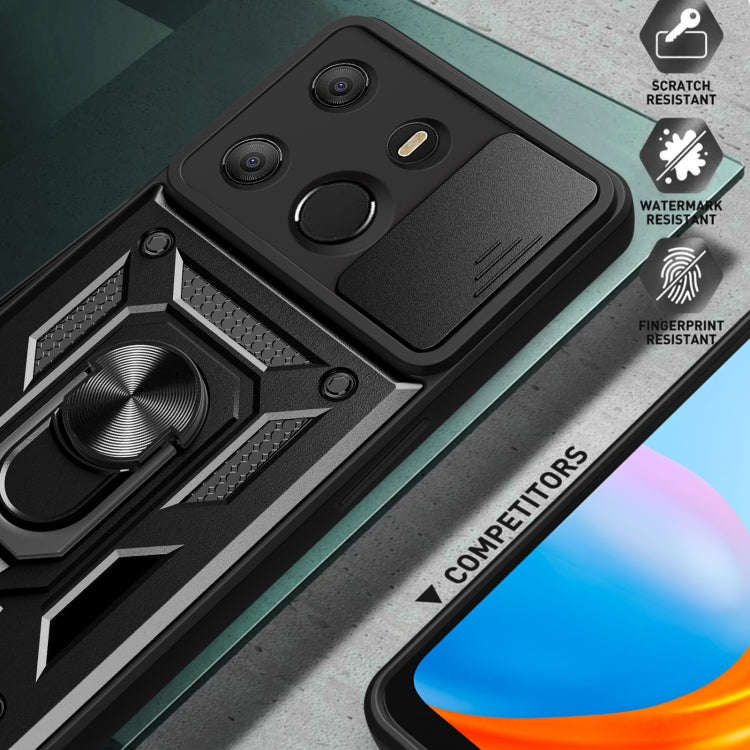 For Tecno Pop 7 Pro / Spark Go 2023 Sliding Camera Cover Design TPU+PC Protective Case(Dark Green)