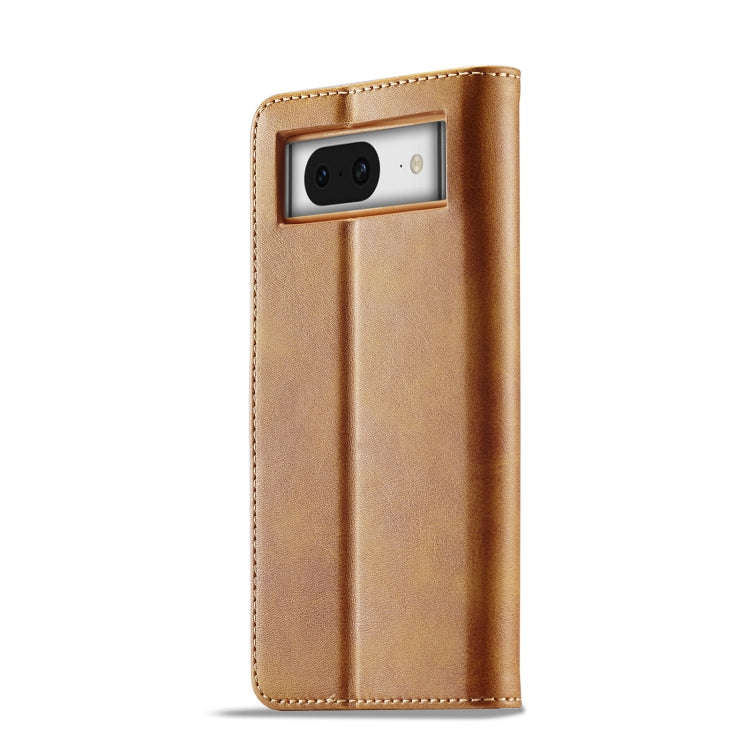 For Google Pixel 8 LC.IMEEKE Calf Texture Flip Leather Phone Case(Yellow)