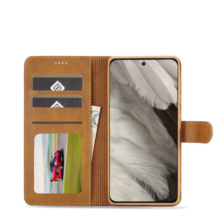 For Google Pixel 7a LC.IMEEKE Calf Texture Flip Leather Phone Case(Yellow)