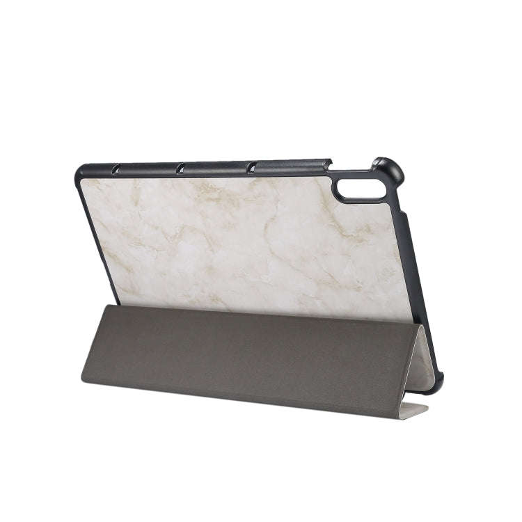 For Huawei MatePad 10.4 inch (2020) Marble Texture Pattern Horizontal Flip Leather Case, with Thr...