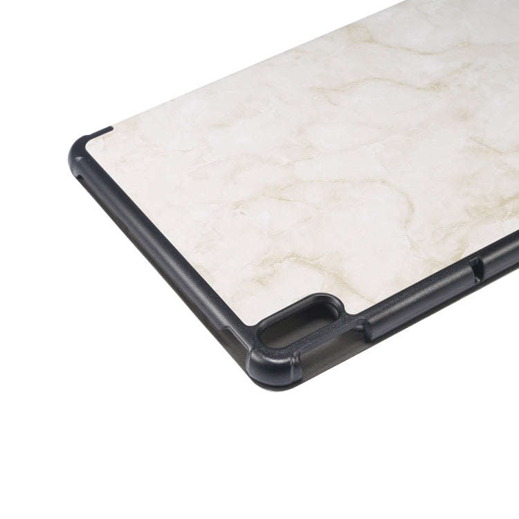For Huawei MatePad 10.4 inch (2020) Marble Texture Pattern Horizontal Flip Leather Case, with Thr...