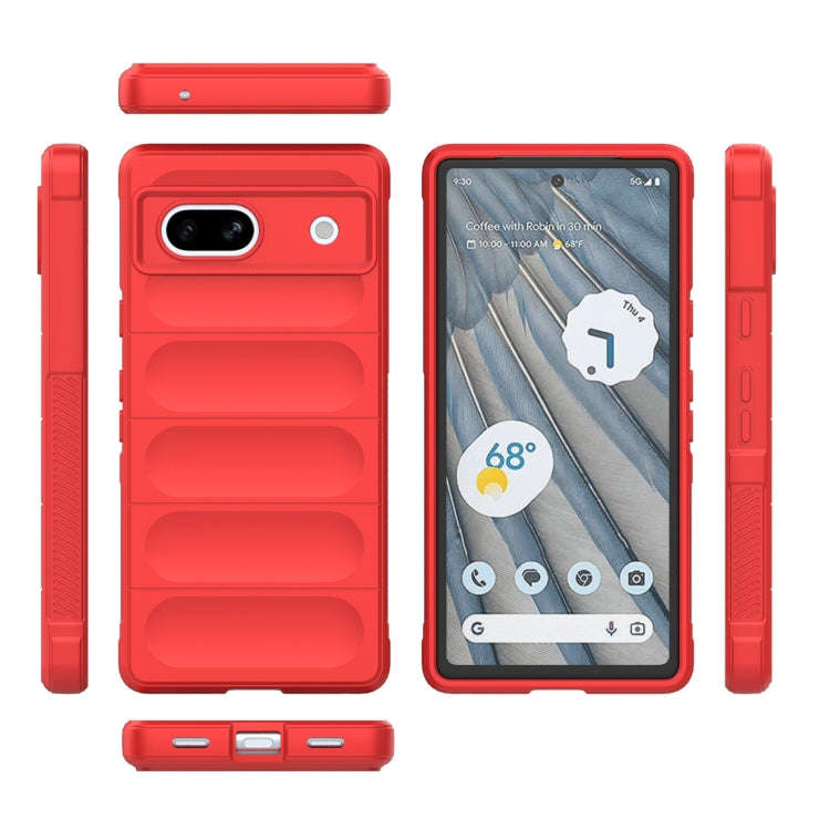 For Google Pixel 7a Magic Shield TPU + Flannel Phone Case(Wine Red)