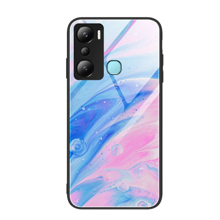 For Infinix Hot 20i Marble Pattern Glass Phone Case(Pink)