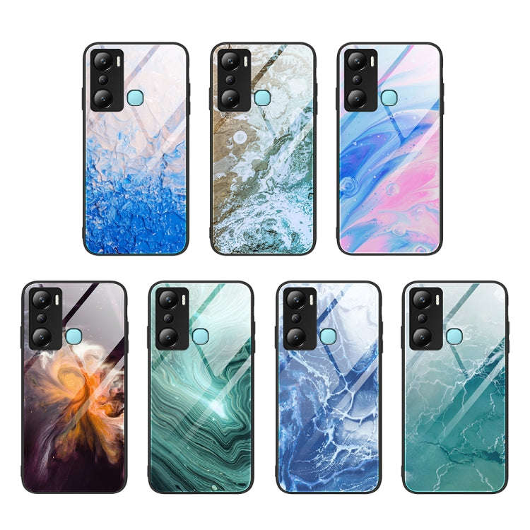 For Infinix Hot 20i Marble Pattern Glass Phone Case(Pink)
