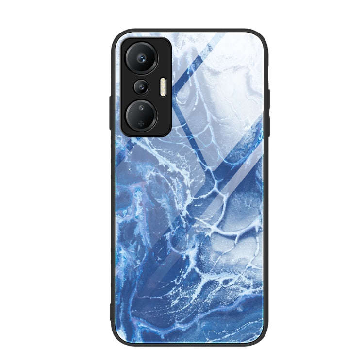 For Infinix Hot 20S Marble Pattern Glass Phone Case(Blue Ocean)