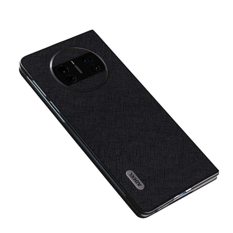 For Huawei Mate X3 ABEEL Litchi Texture Genuine Leather Phone Case(Black)