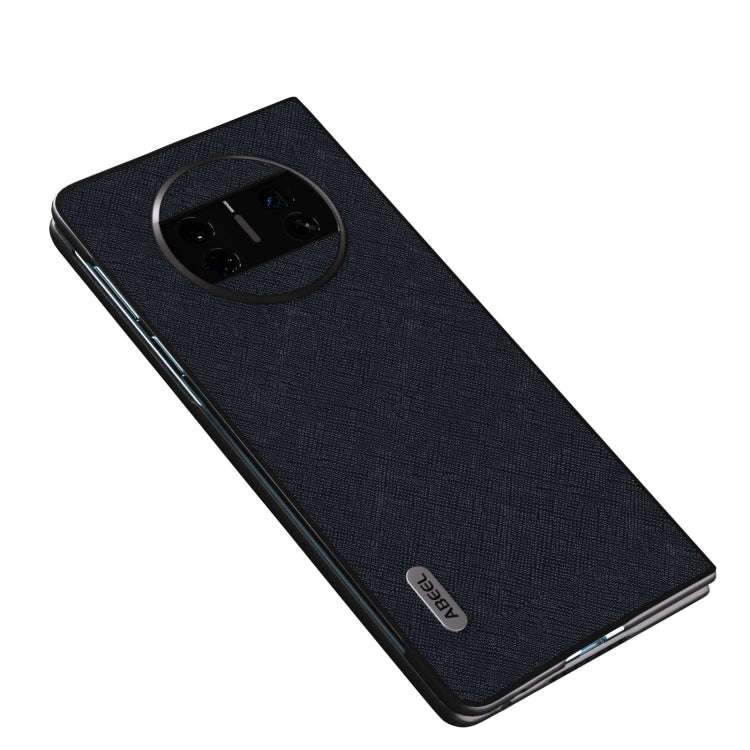 For Huawei Mate X3 ABEEL Litchi Texture Genuine Leather Phone Case(Blue)