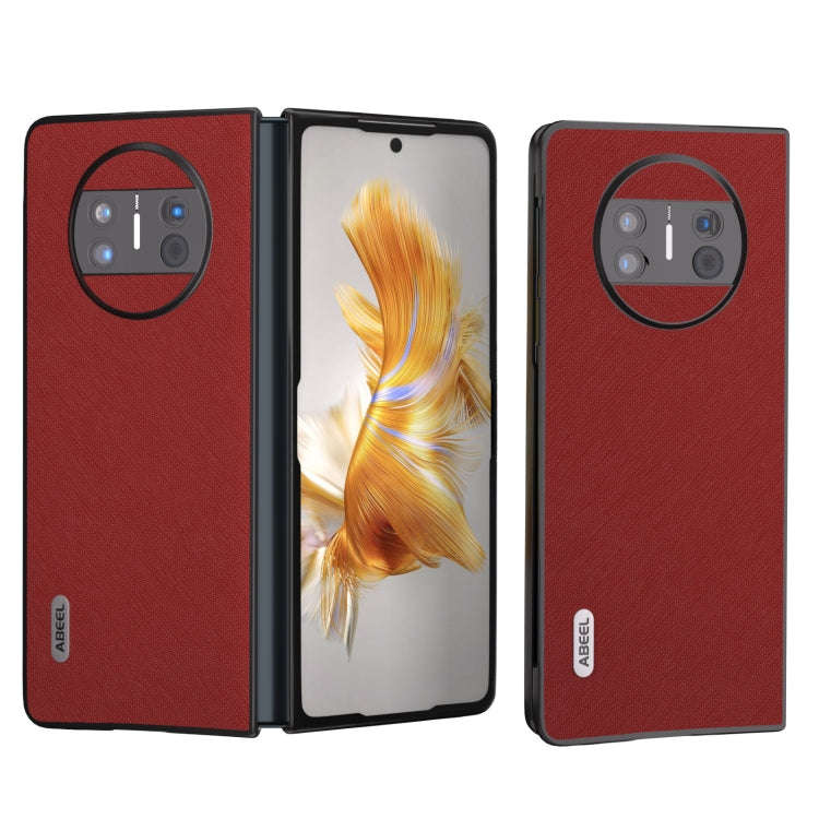 For Huawei Mate X3 ABEEL Litchi Texture Genuine Leather Phone Case(Red)