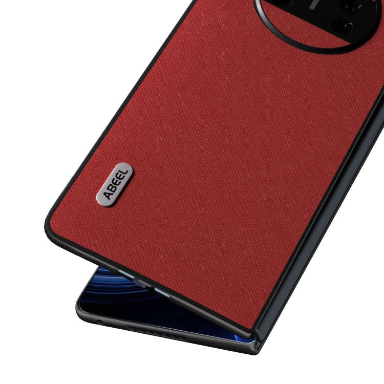For Huawei Mate X3 ABEEL Litchi Texture Genuine Leather Phone Case(Red)