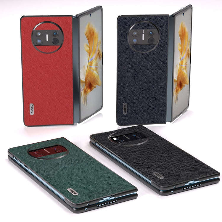 For Huawei Mate X3 ABEEL Litchi Texture Genuine Leather Phone Case(Red)