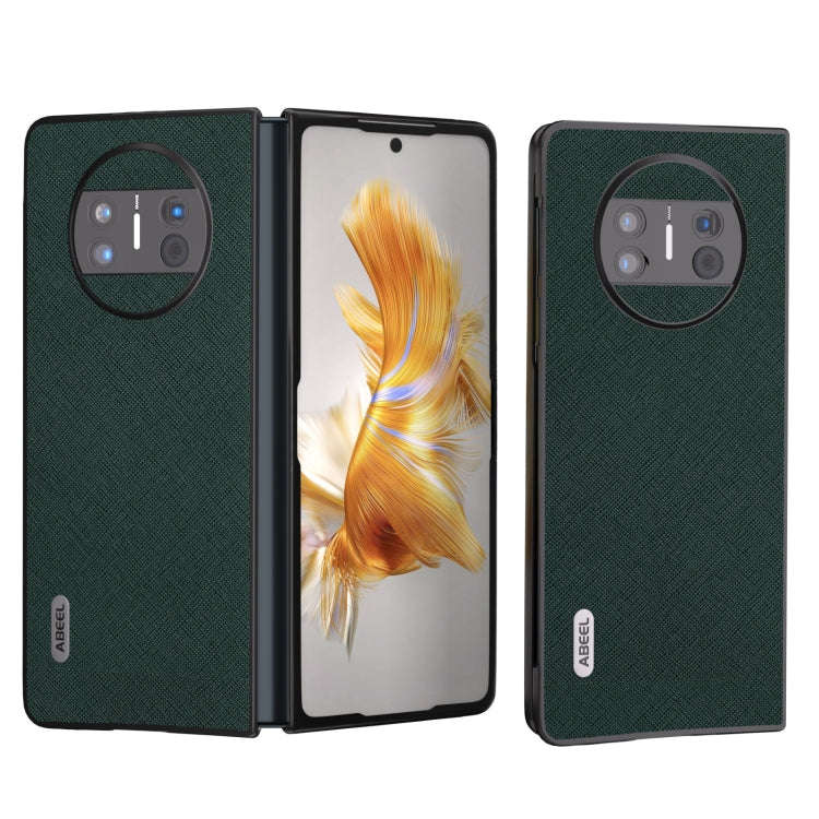 For Huawei Mate X3 ABEEL Litchi Texture Genuine Leather Phone Case(Green)