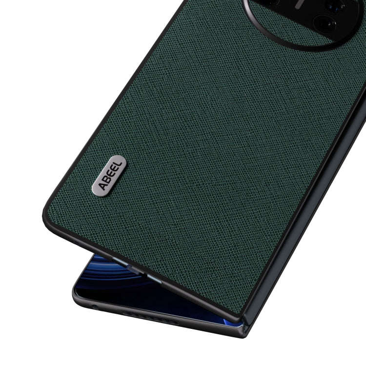 For Huawei Mate X3 ABEEL Litchi Texture Genuine Leather Phone Case(Green)