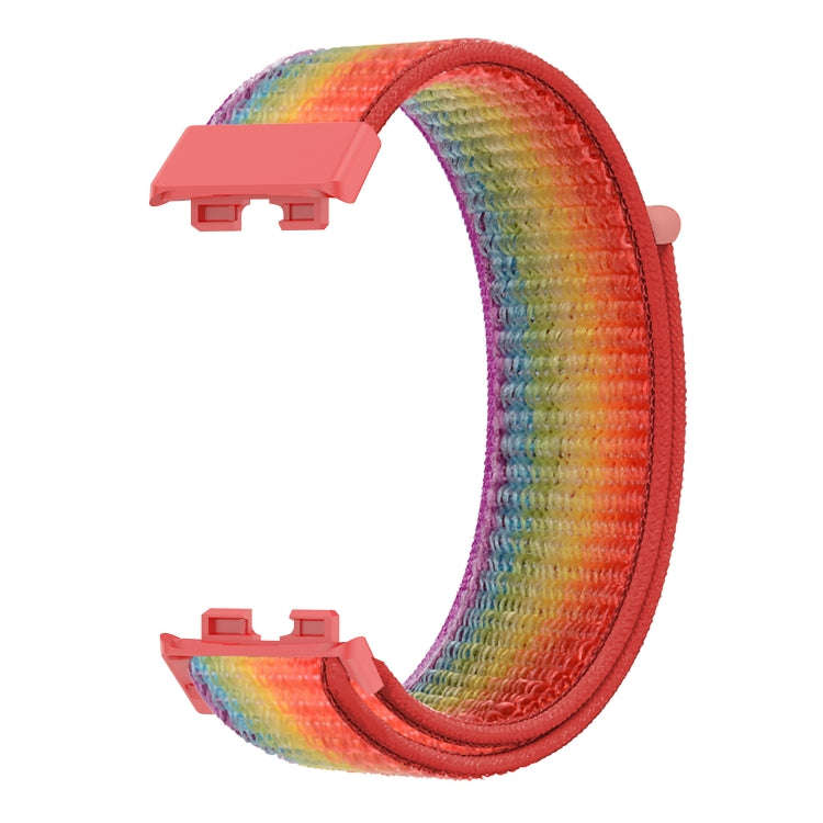 For Huawei Band 8 16mm Woven Nylon Loop Watch Band(Rainbow Color)