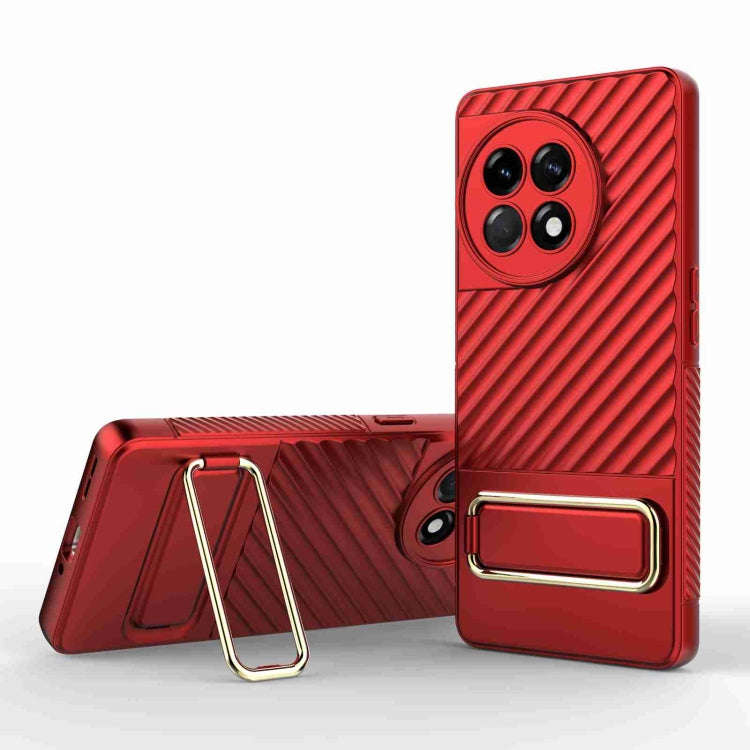 For OnePlus Ace 2 5G Wavy Textured Phone Case (Red)
