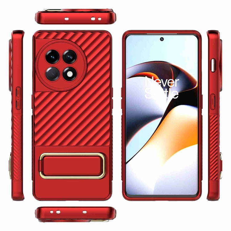 For OnePlus Ace 2 5G Wavy Textured Phone Case (Red)