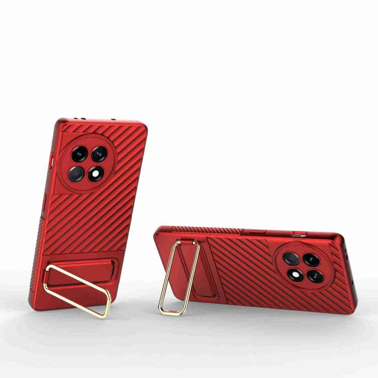 For OnePlus Ace 2 5G Wavy Textured Phone Case (Red)