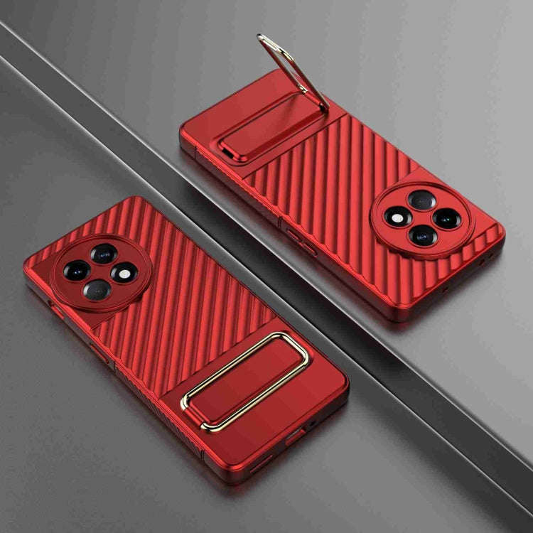 For OnePlus Ace 2 5G Wavy Textured Phone Case (Red)