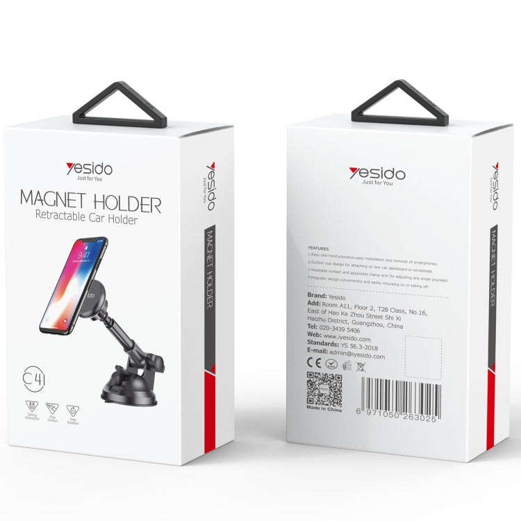 Yesido C41 Car Windshield Telescopic Suction Cup Magnetic Phone Holder(Black)
