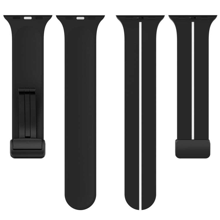 Two Color Folding Buckle Silicone Watch Band For Apple Watch Ultra 2 49mm(Black+White)