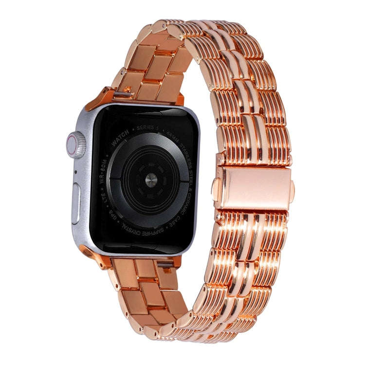 3-Beads Stripe Metal Watch Band For Apple Watch SE 2023 40mm(Rose Gold)