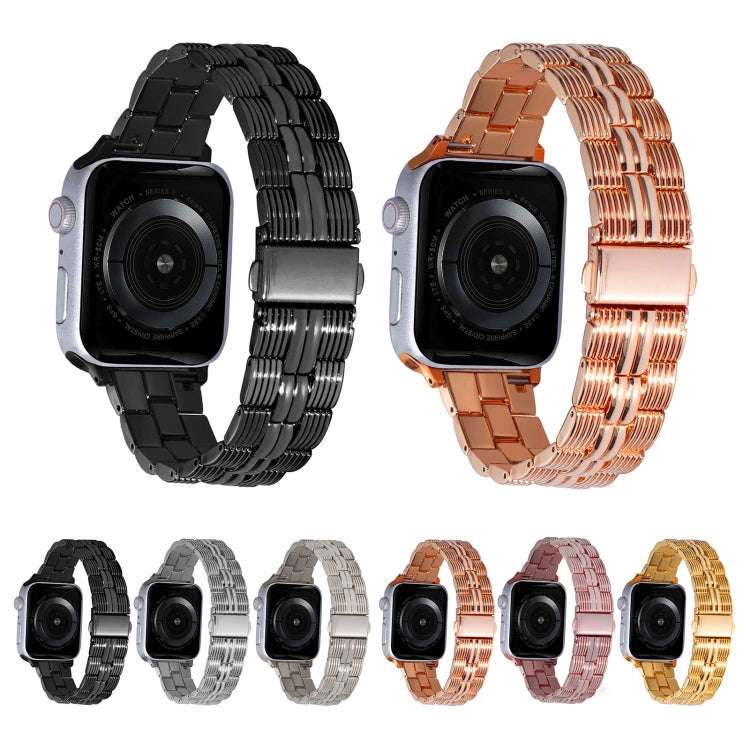 3-Beads Stripe Metal Watch Band For Apple Watch 9 41mm(Silver)