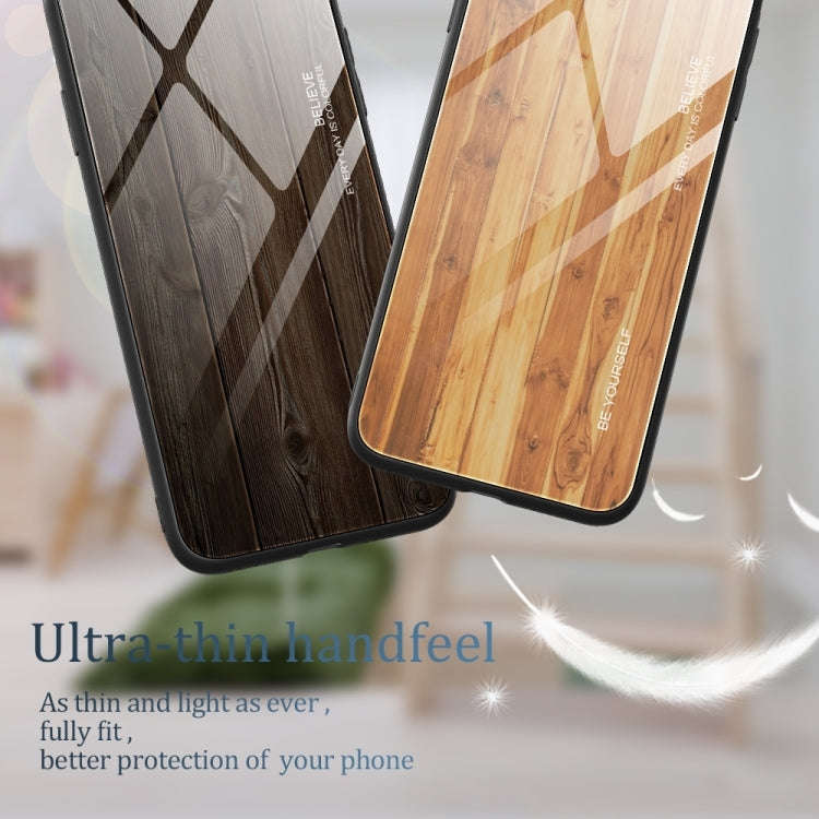 For Huawei P60 Wood Grain Glass Phone Case(Grey)