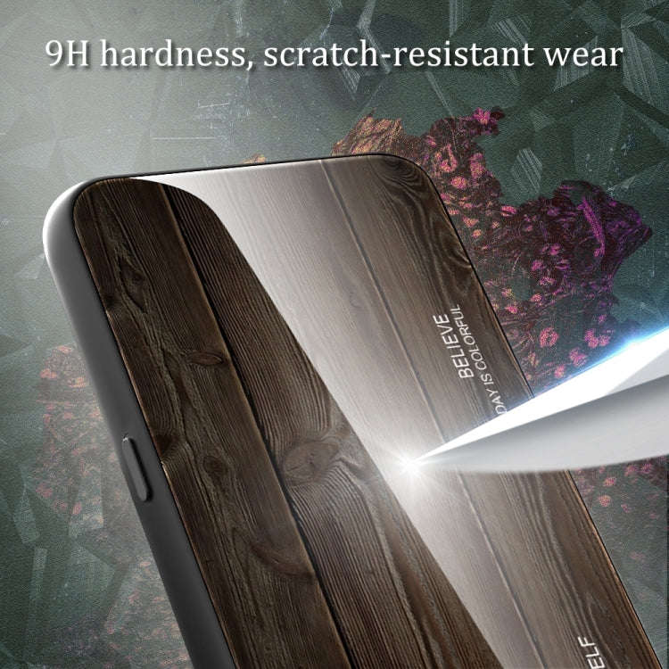 For Huawei P60 Wood Grain Glass Phone Case(Light Brown)