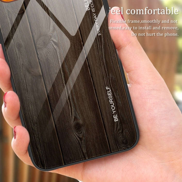 For Huawei P60 Wood Grain Glass Phone Case(Grey)