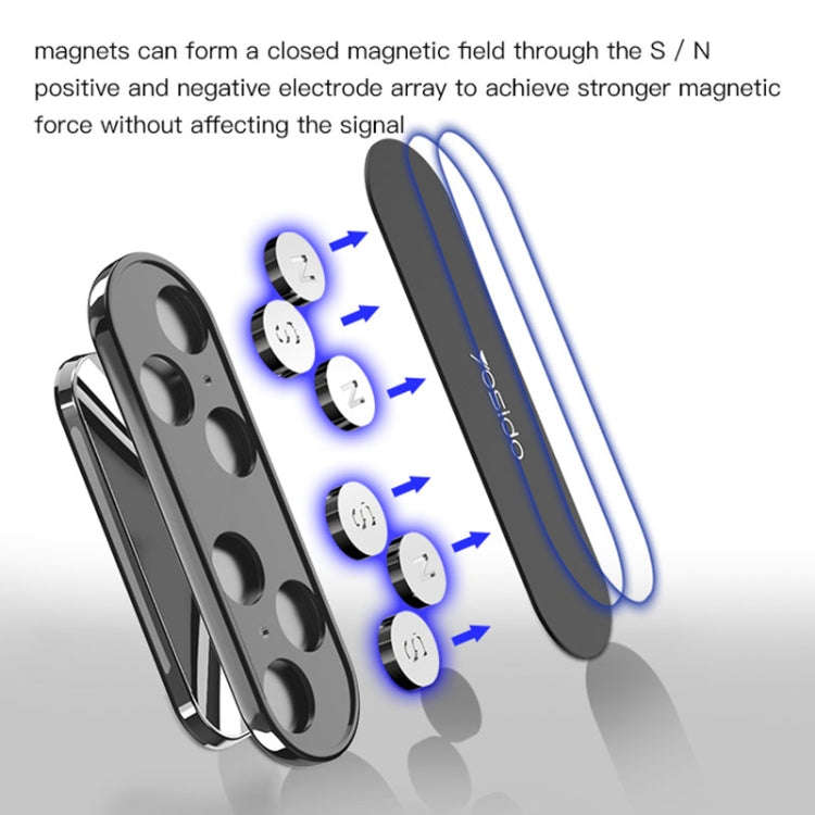 Yesido C82 Car 360 Degree Rotation Strong Magnetic Phone Holder(Silver)