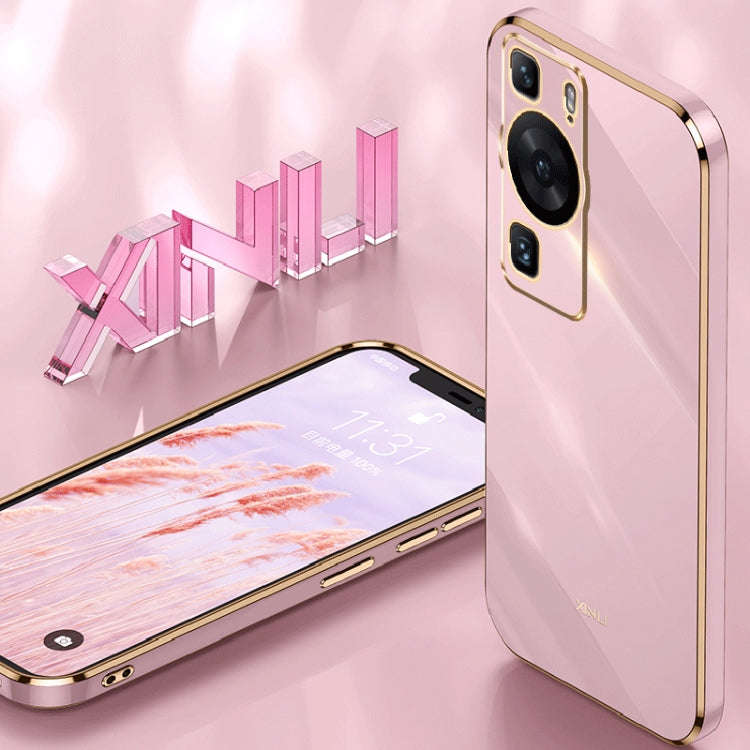 For Huawei P60 XINLI Straight Edge 6D Electroplate TPU Phone Case(Pink)