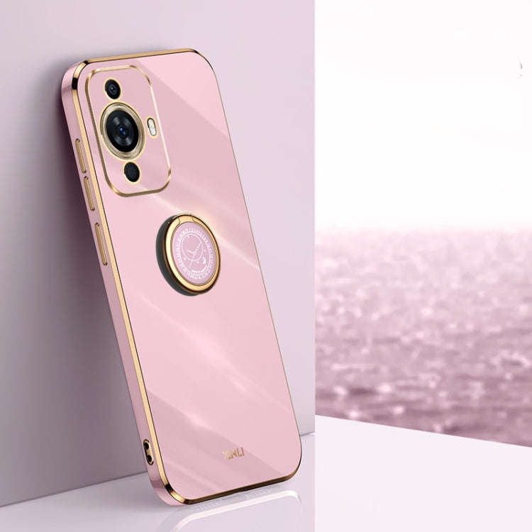 For Huawei nova 11 Pro XINLI Straight Edge 6D Electroplate TPU Phone Case with Ring Holder(Cherry...