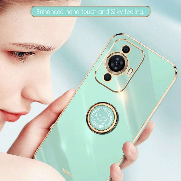 For Huawei nova 11 Pro XINLI Straight Edge 6D Electroplate TPU Phone Case with Ring Holder(Cherry...